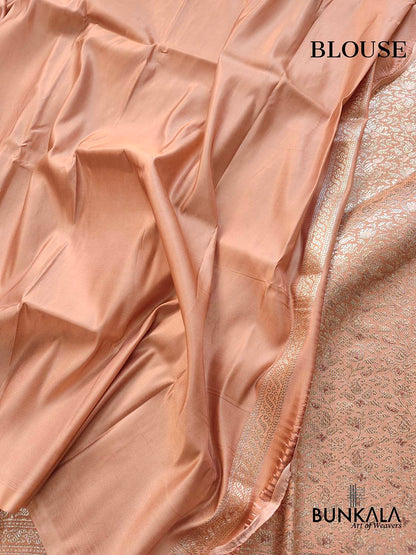 Peach Pink Mashru Silk Banarasi Saree