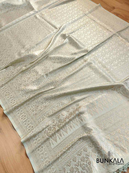 Ice Blue Mashru Silk Banarasi Saree