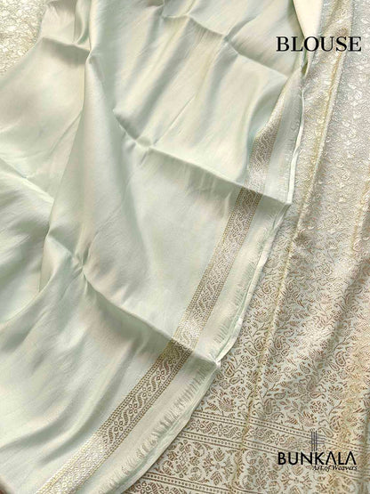 Ice Blue Mashru Silk Banarasi Saree