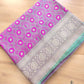 Pink and Green Two Tone Jamewar Weaved Soft Mashru Silk Floral Jaal Design Banarasi Saree