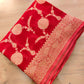 Bridal Red Georgette Sona Zari Jaal Design Banarasi Saree