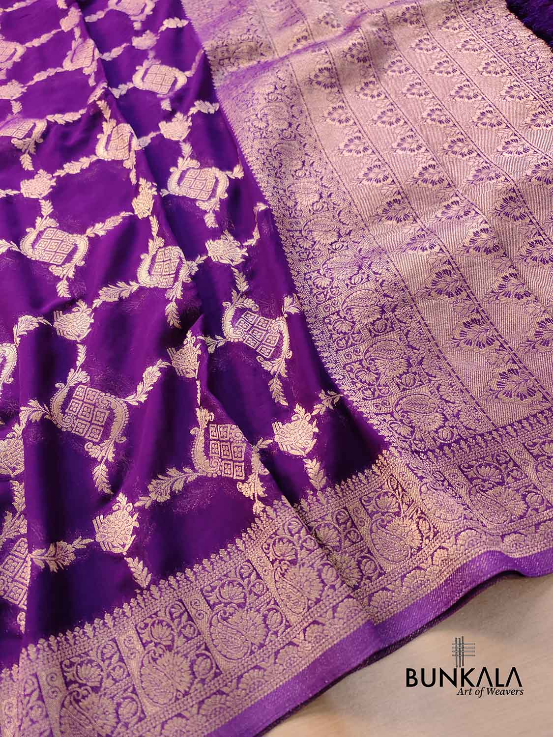 Purple Georgette Sona Zari Jaal Design Banarasi Saree