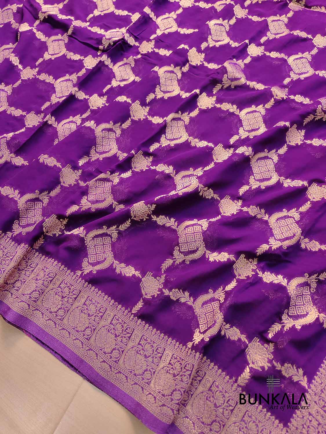 Purple Georgette Sona Zari Jaal Design Banarasi Saree