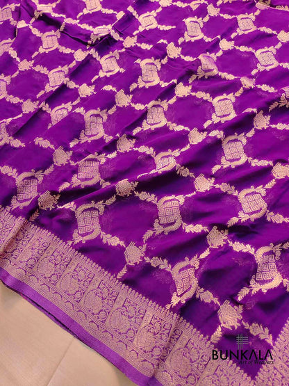 Purple Georgette Sona Zari Jaal Design Banarasi Saree