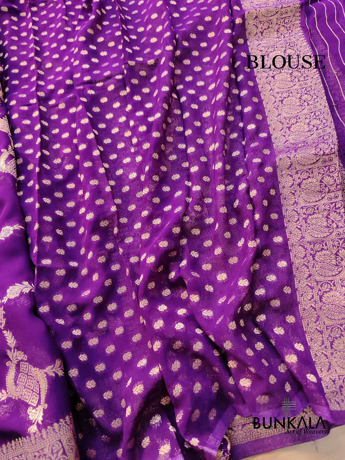 Purple Georgette Sona Zari Jaal Design Banarasi Saree