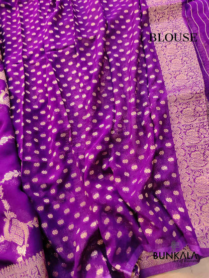 Purple Georgette Sona Zari Jaal Design Banarasi Saree