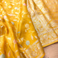 Bright Yellow Meenakari Floral Jaal Banarasi Soft Tissue Silk Saree