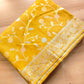 Bright Yellow Meenakari Floral Jaal Banarasi Soft Tissue Silk Saree