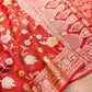 Red Meenakari Floral Jaal Banarasi Soft Tissue Silk Saree