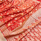 Red Meenakari Floral Jaal Banarasi Soft Tissue Silk Saree