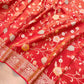 Red Meenakari Floral Jaal Banarasi Soft Tissue Silk Saree
