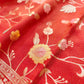 Red Meenakari Floral Jaal Banarasi Soft Tissue Silk Saree