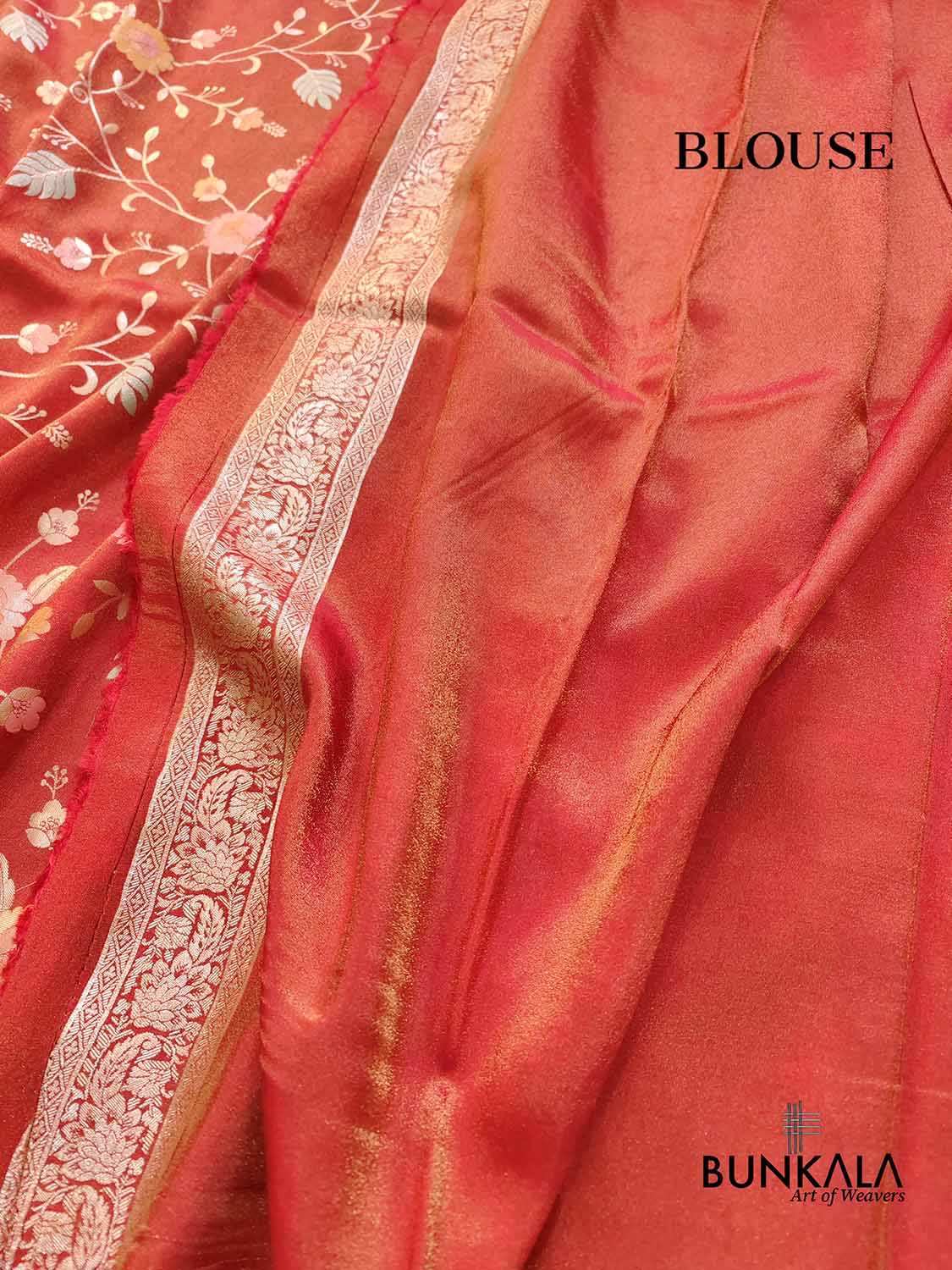 Red Meenakari Floral Jaal Banarasi Soft Tissue Silk Saree