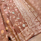Chiku Brown Meenakari Floral Jaal Banarasi Soft Tissue Silk Saree