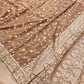 Chiku Brown Meenakari Floral Jaal Banarasi Soft Tissue Silk Saree