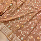 Chiku Brown Meenakari Floral Jaal Banarasi Soft Tissue Silk Saree