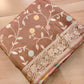 Chiku Brown Meenakari Floral Jaal Banarasi Soft Tissue Silk Saree
