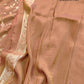Chiku Brown Meenakari Floral Jaal Banarasi Soft Tissue Silk Saree
