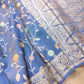 Blue Meenakari Floral Jaal Banarasi Soft Tissue Silk Saree