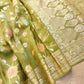 Mehandi Green Meenakari Floral Jaal Banarasi Soft Tissue Silk Saree