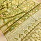 Mehandi Green Meenakari Floral Jaal Banarasi Soft Tissue Silk Saree