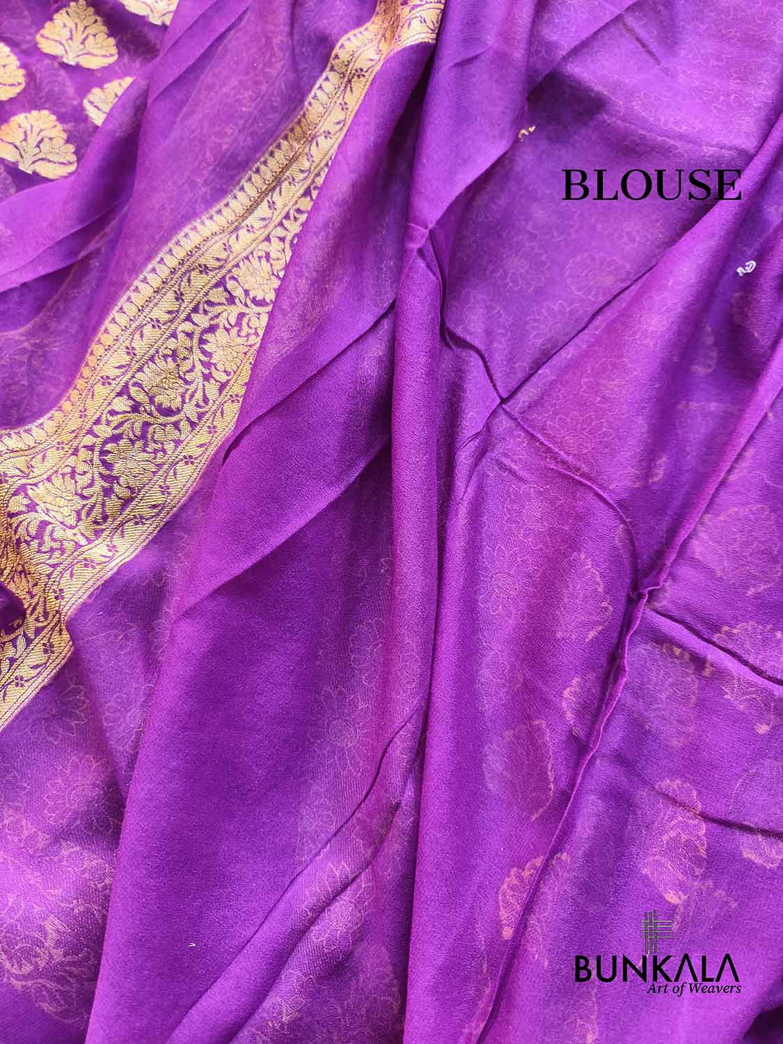 Purple Big Buta Sona Zari Handloom Banarasi Georgette Saree