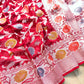 Red Meenakari Silver Zari Jaal Handloom Banarasi Pure Georgette Saree