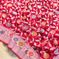 Red Meenakari Silver Zari Jaal Handloom Banarasi Pure Georgette Saree