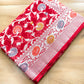 Red Meenakari Silver Zari Jaal Handloom Banarasi Pure Georgette Saree