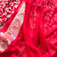 Red Meenakari Silver Zari Jaal Handloom Banarasi Pure Georgette Saree