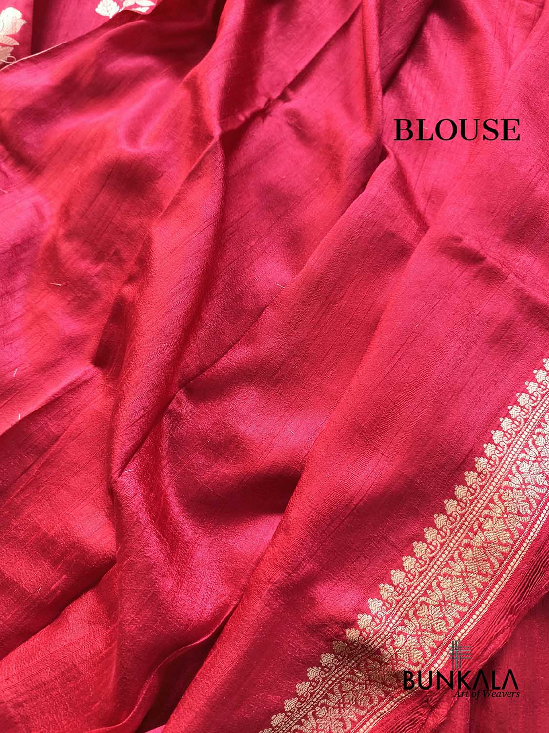 Red Rose Buta Kadwa Hand Weaved Sona Zari Banarasi Pure Raw Silk Saree