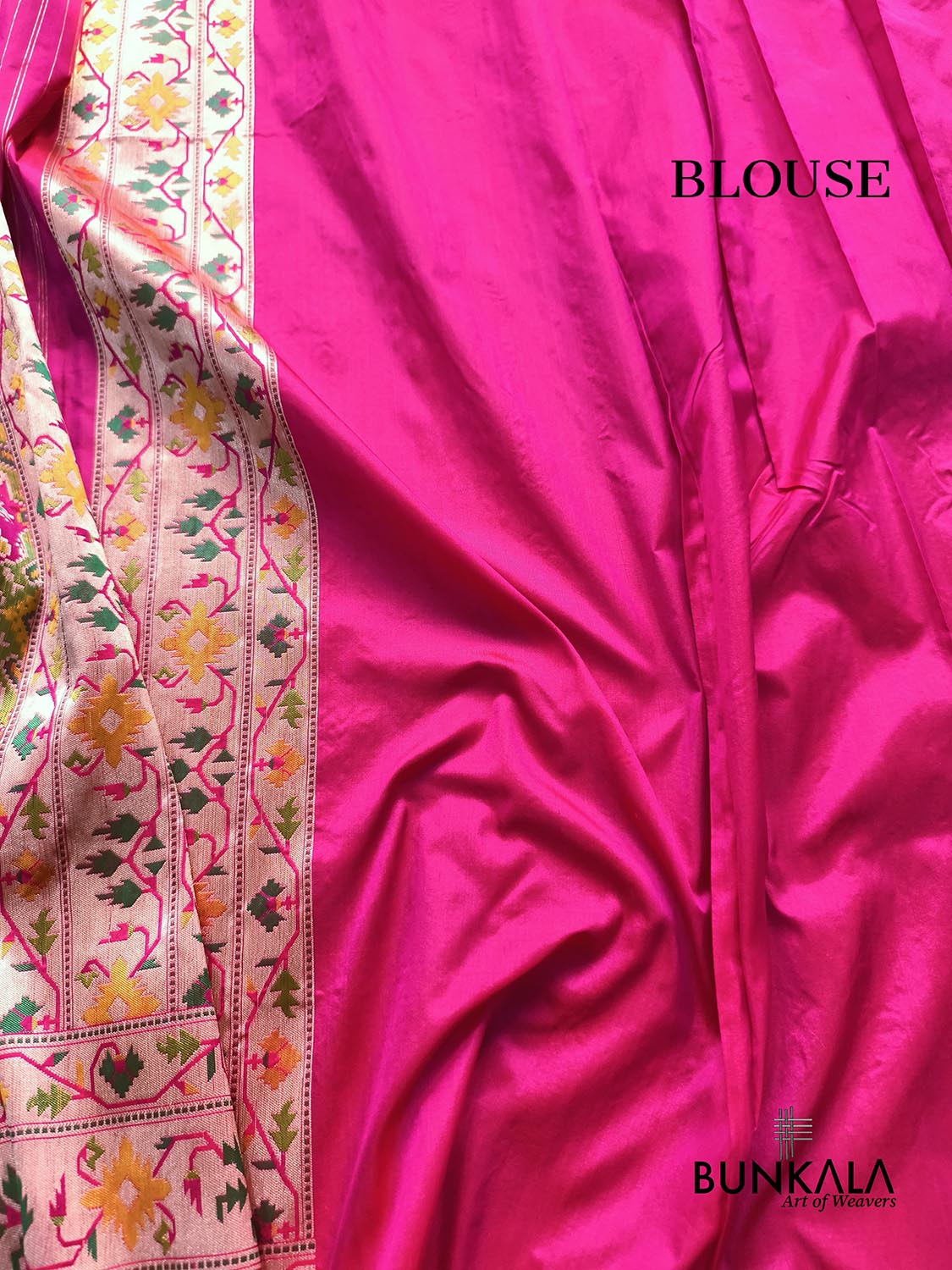 Fushia Pink Patola Banarasi Meenakari Ashavali Border Handwoven Tilfi Pure Katan Silk Saree