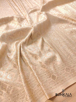 Shop Beige Mashru Silk Banarasi Saree – BUNKALA