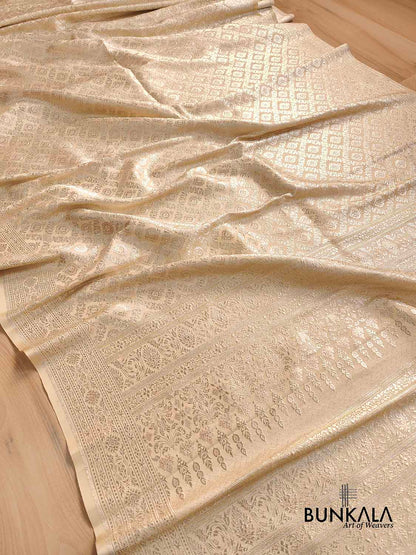 Beige Mashru Silk Banarasi Saree