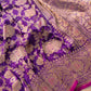 Purple Handweaved Kadwa Jangla Design Meenakari Pure Katan Silk Banarasi Saree
