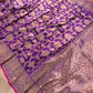 Purple Handweaved Kadwa Jangla Design Meenakari Pure Katan Silk Banarasi Saree