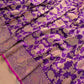 Purple Handweaved Kadwa Jangla Design Meenakari Pure Katan Silk Banarasi Saree