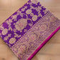Purple Handweaved Kadwa Jangla Design Meenakari Pure Katan Silk Banarasi Saree
