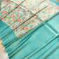 Aqua Blue Digital Floral Printed Tanchui Banarasi Silk Saree