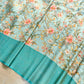 Aqua Blue Digital Floral Printed Tanchui Banarasi Silk Saree