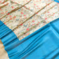 Blue Digital Floral Printed Tanchui Banarasi Silk Saree