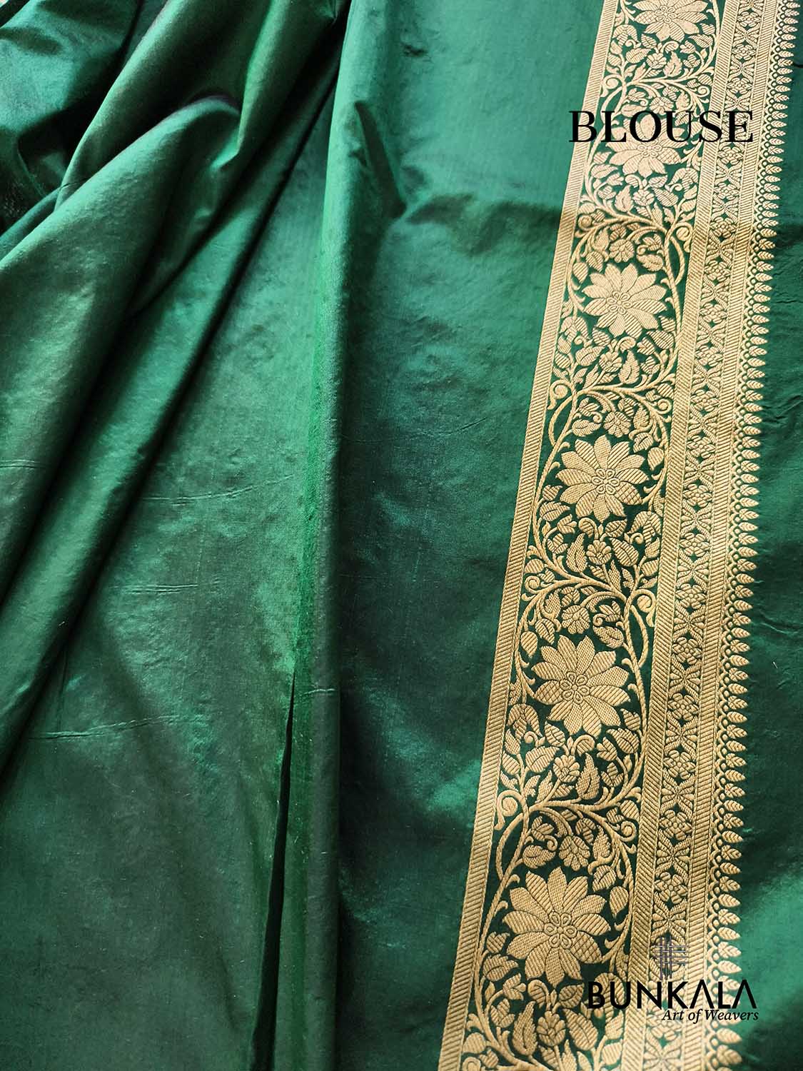 Bottle Green Sona Rupa Floral Motif Jaal Handloom Banarasi Pure Katan Silk Saree