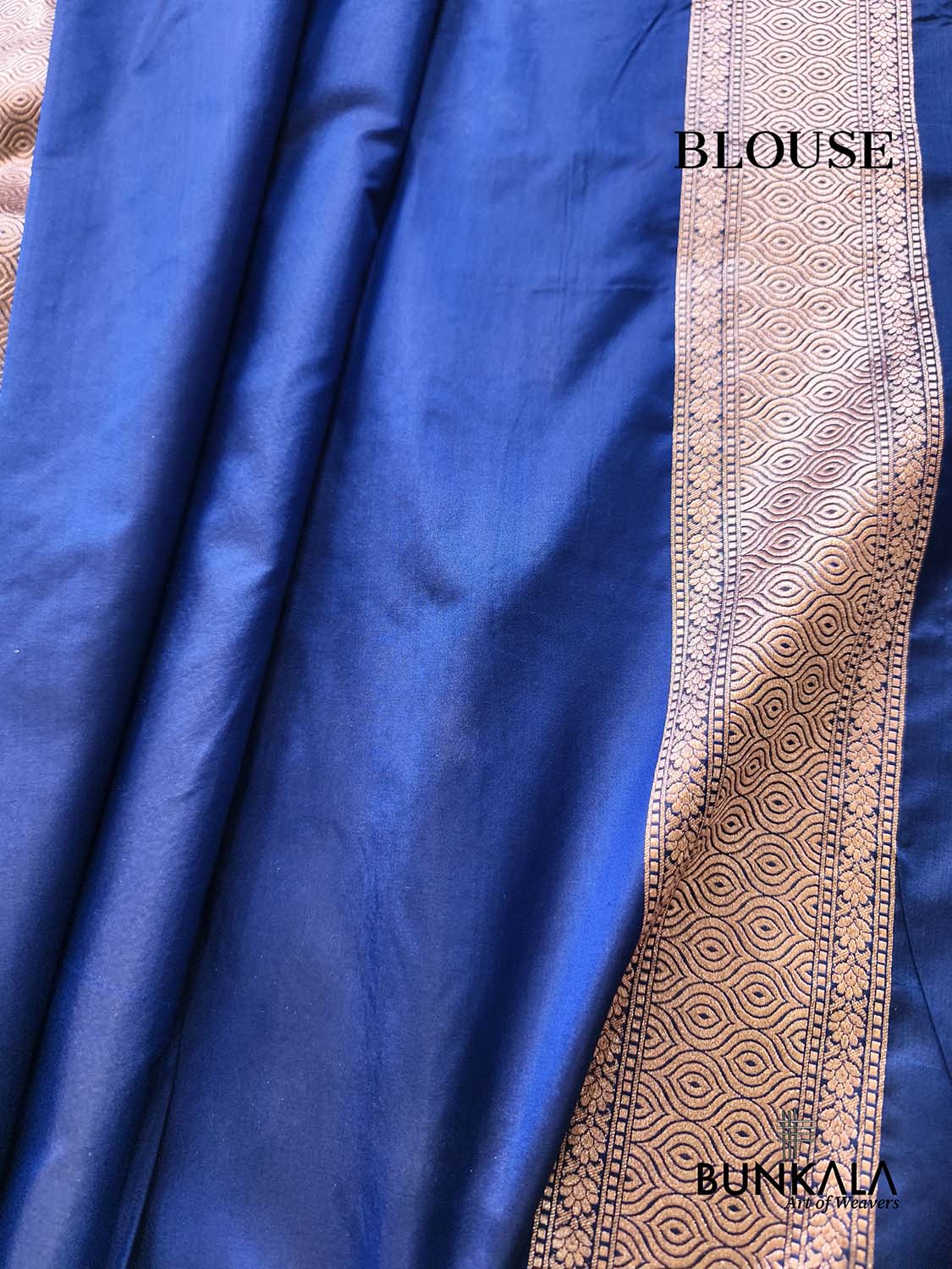 Royal Blue Sona Rupa Big Floral Bunch Motif Jaal Handloom Banarasi Pure Katan Silk Saree