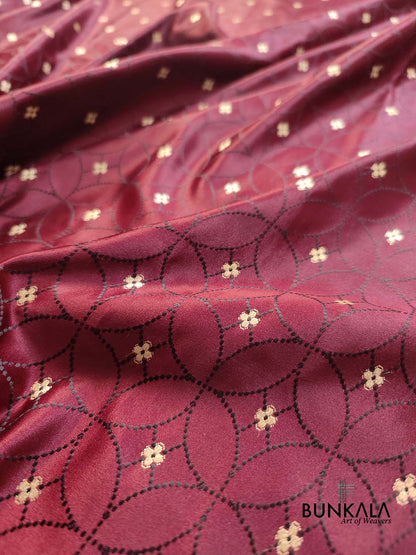 Dark Maroon Mashru Silk Allover Small Buti Banarasi Saree