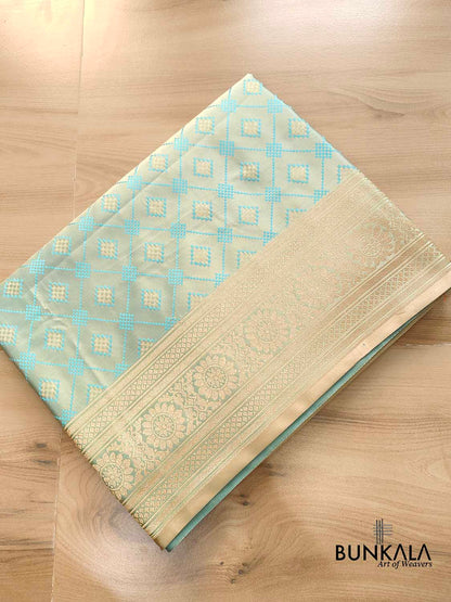 Light Blue Mashru Silk Banarasi Saree