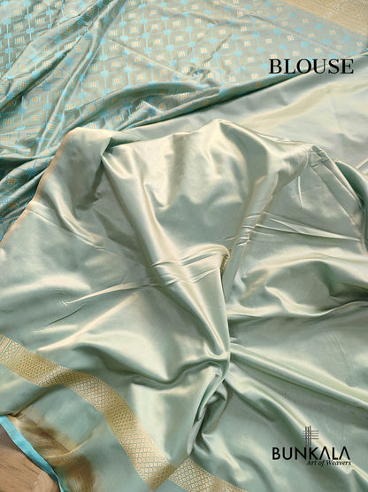 Light Blue Mashru Silk Banarasi Saree