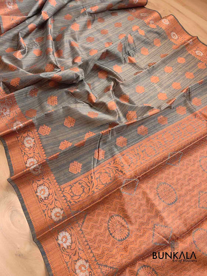 Grey Silk Banarasi Saree