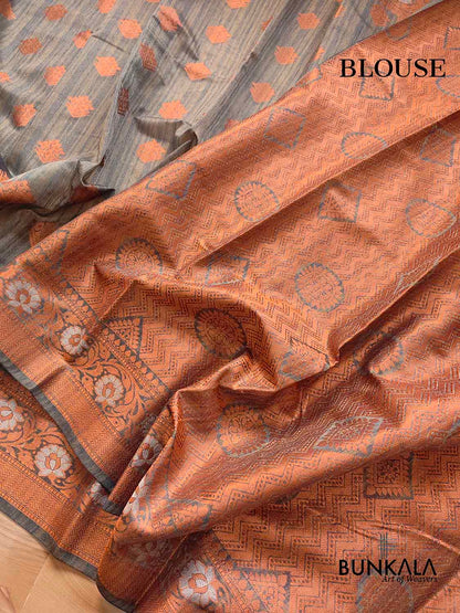Grey Silk Banarasi Saree