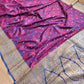 Blue and Purple Heritage Paisley Design Mashru Silk Jamewar Weaved Banarasi Saree