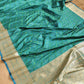 Green Two Tone Peacock Color Mashru Silk Jamewar Weaved Banarasi Saree